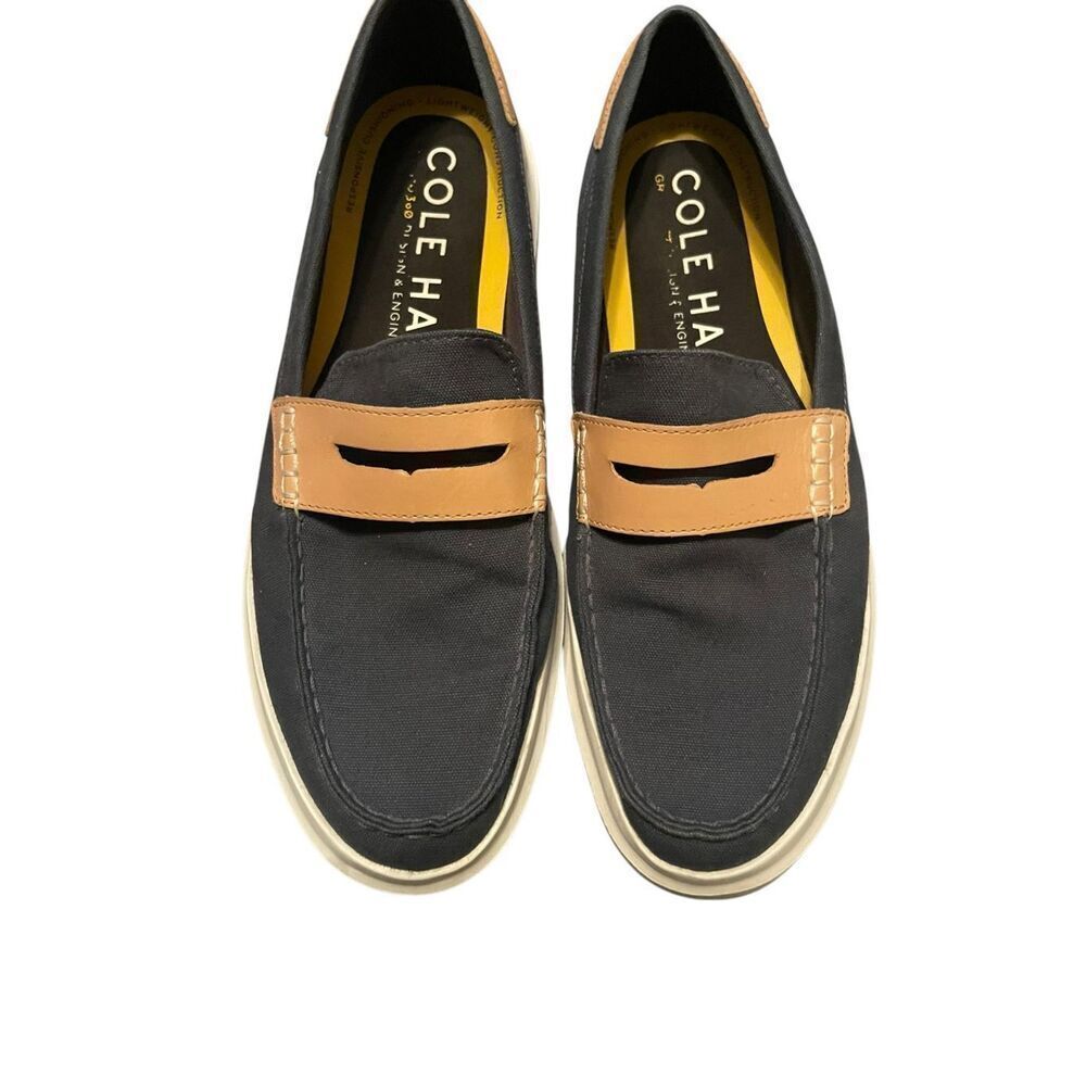 Cole Haan Mens Blue Brown Round Toe Slip On Loafer Flat Shoes Size 10M